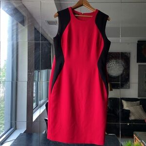 Elegant Red and Black Sleeveless Dress US8
